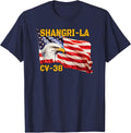 Warship Shangri-La CV-38 Aircraft Carrier Veterans Day Dad T-Shirt - Navy Blue