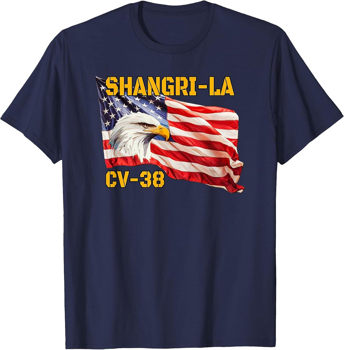 Warship Shangri-La CV-38 Aircraft Carrier Veterans Day Dad T-Shirt - Navy Blue