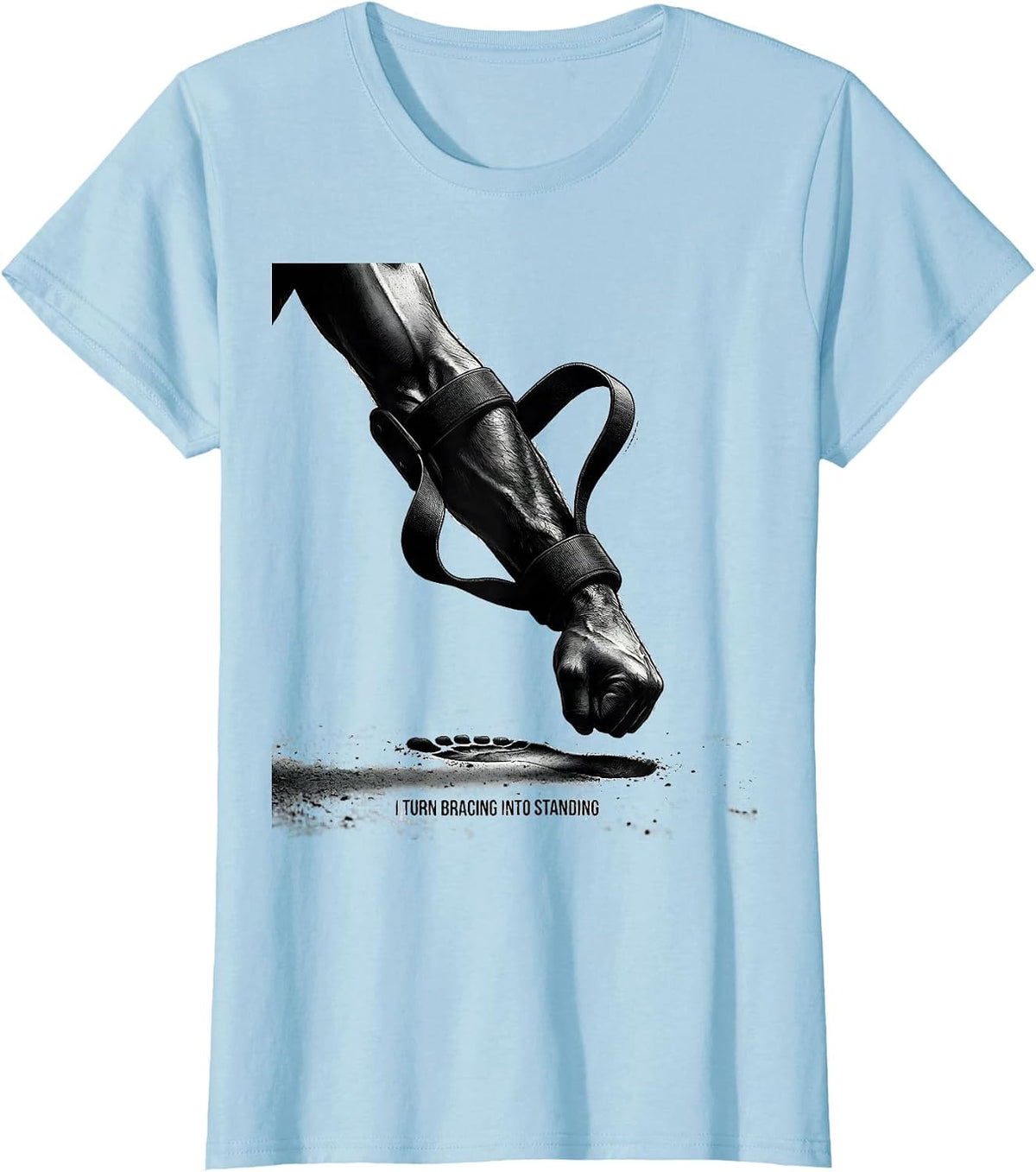 I Turn Bracing Into Standing Physical Therapy PT Humor T-Shirt - Baby Blue