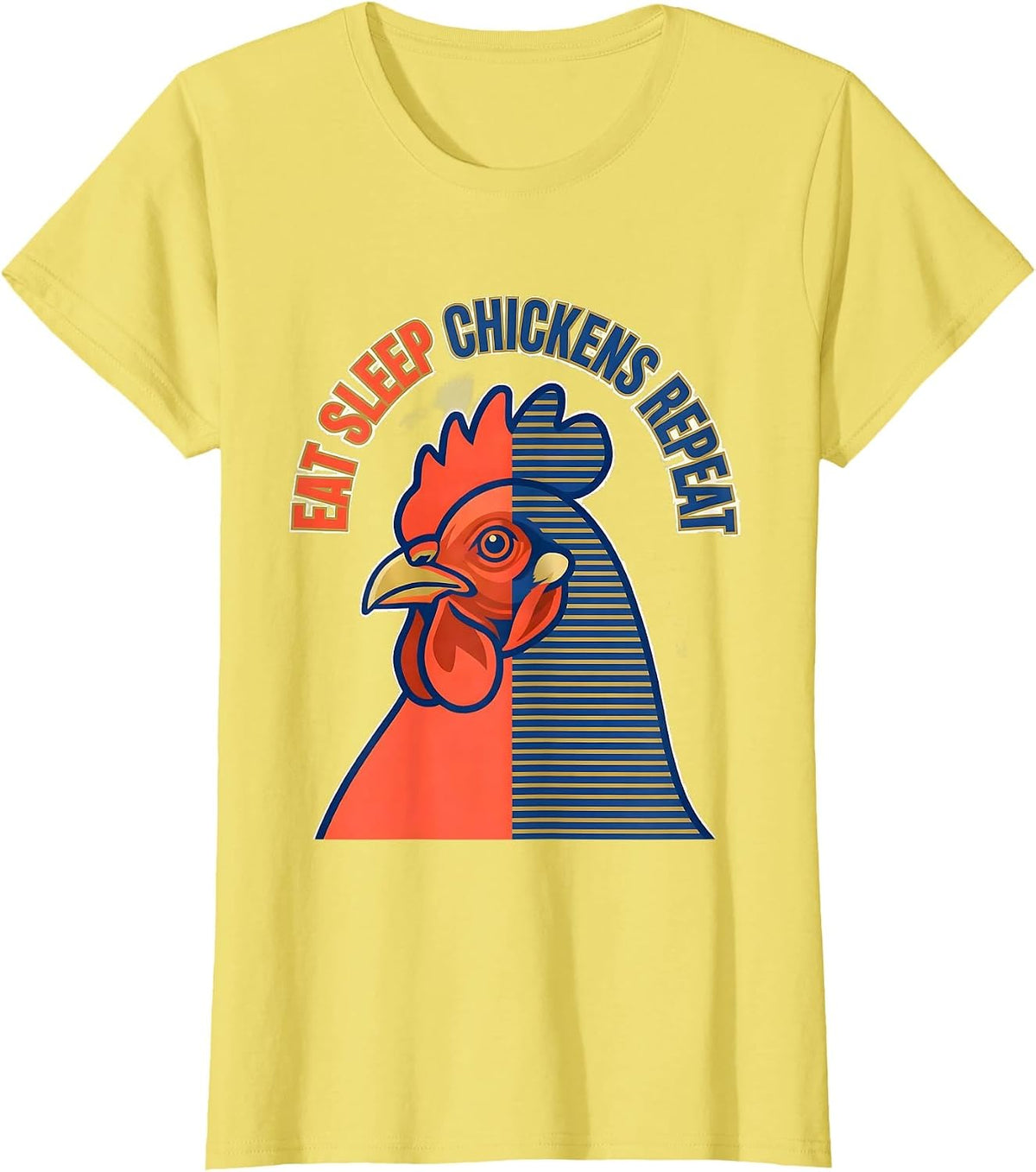 Women's Eat Sleep Chickens Repeat Funny Chicken Design T-Shirt - Lemon Yellow