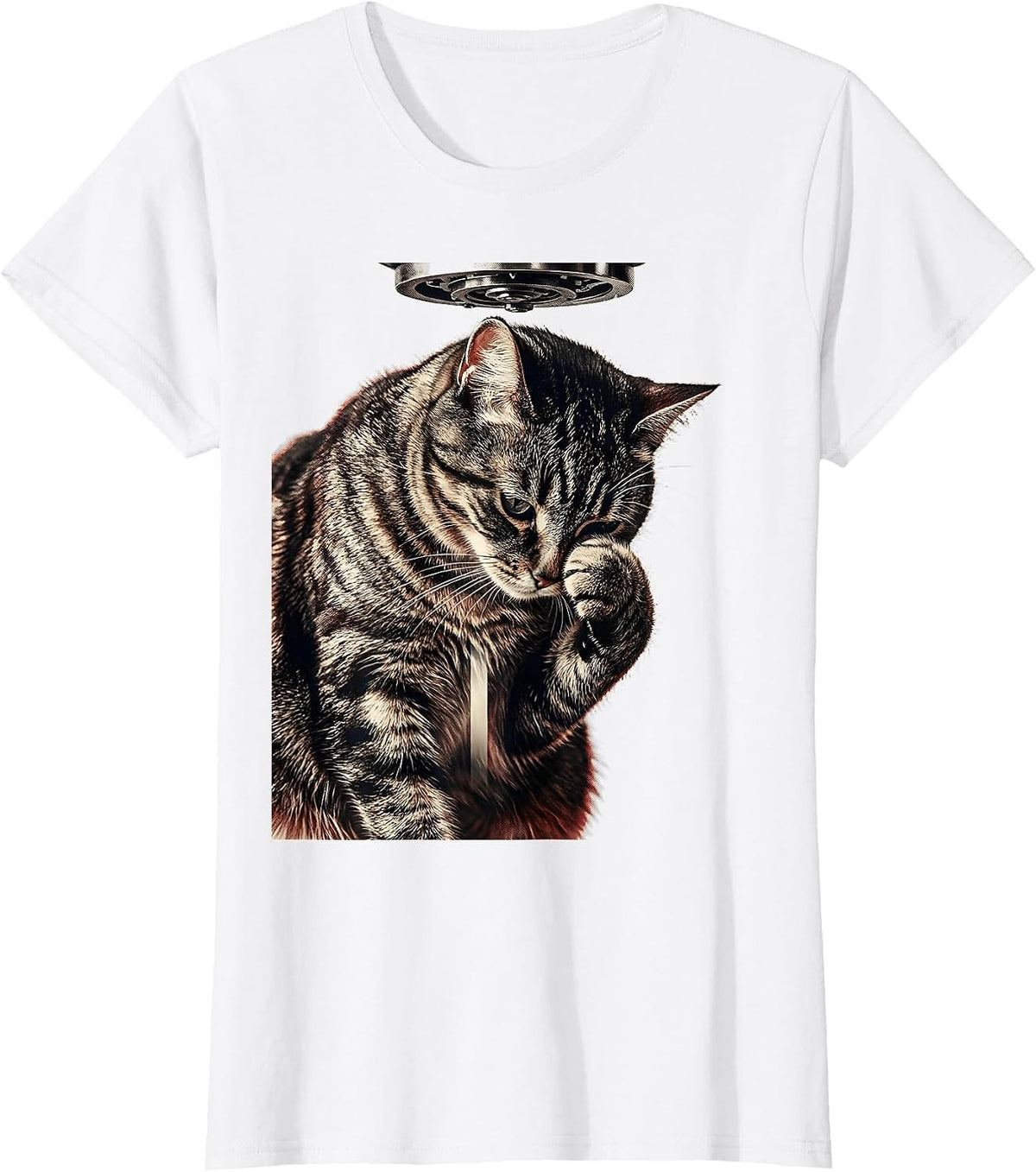 Women's Alien UFO Cat Meme Funny Cat Gift For Cat Owners T-Shirt - White