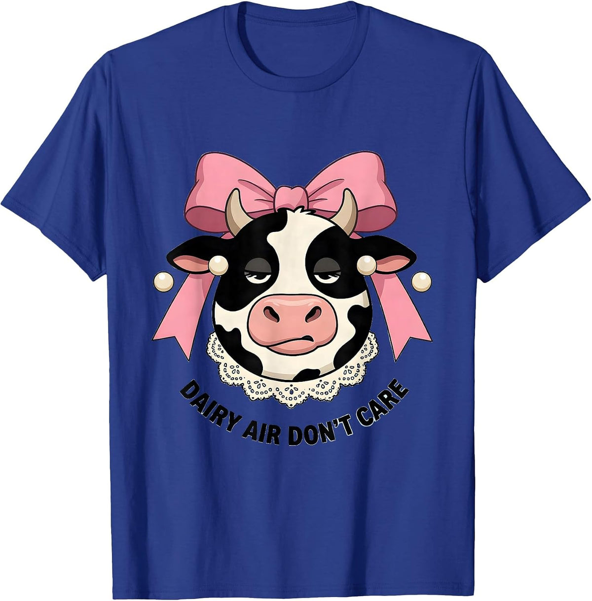 Dairy Air Don't Care Funny Cow Design T-Shirt - Royal Blue