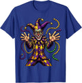 Mardi Gras Jester Tossing Beaded Necklaces T-Shirt - Royal Blue