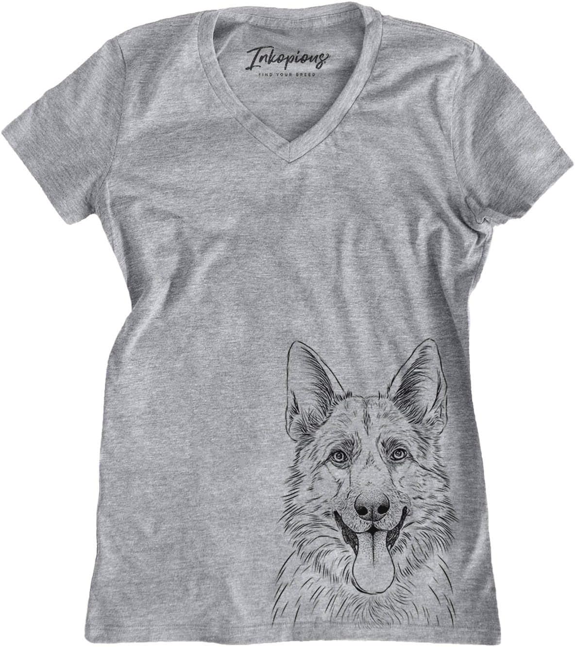 Bare Grace the German Shepherd Dog Triblend T-Shirt - Grey Modern V-neck