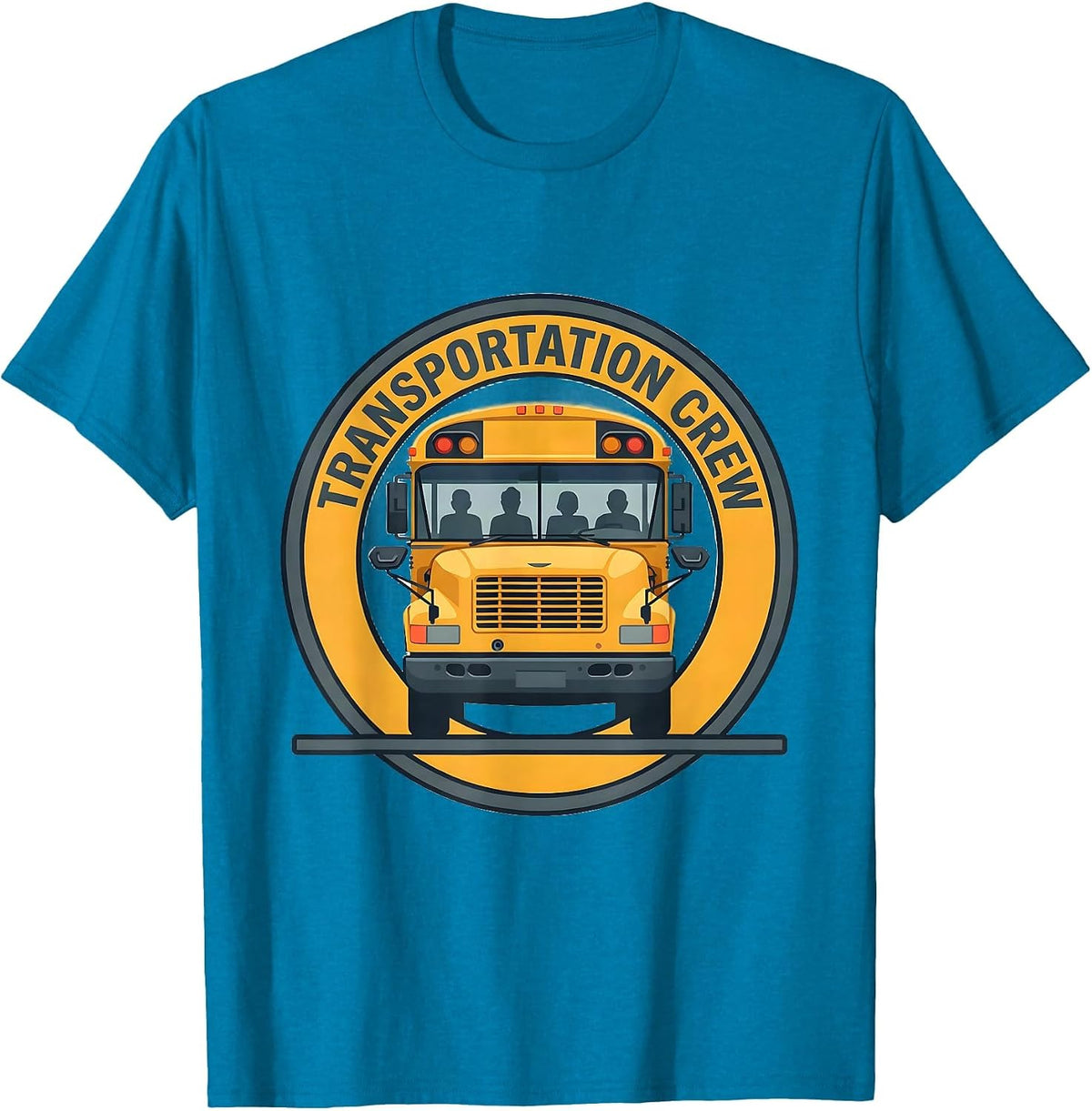 Transportation Crew Flat Vector School Bus Driver Back T-Shirt - Sapphire Blue