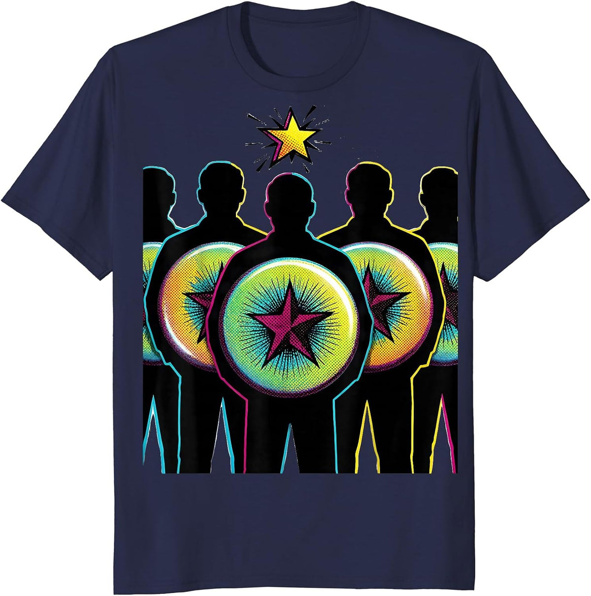 Men's Counselor Badges Pop Art School Counseling Appreciation Week T-Shirt - Navy Blue