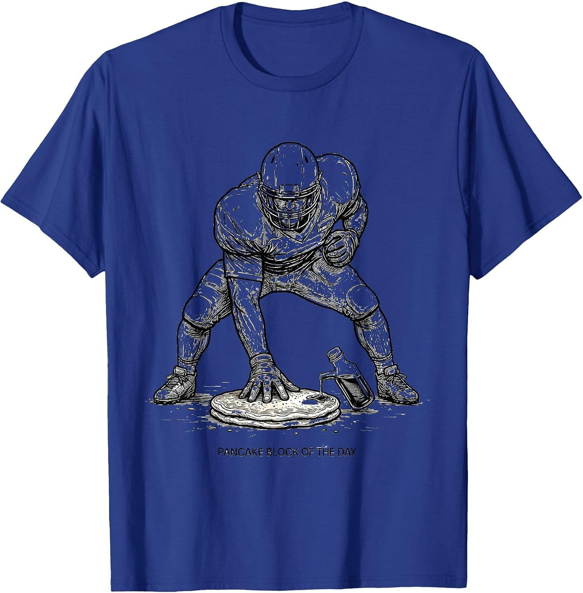 Pancake Block Of The Day Funny Breakfast Food Lineman Humor T-Shirt - Royal Blue
