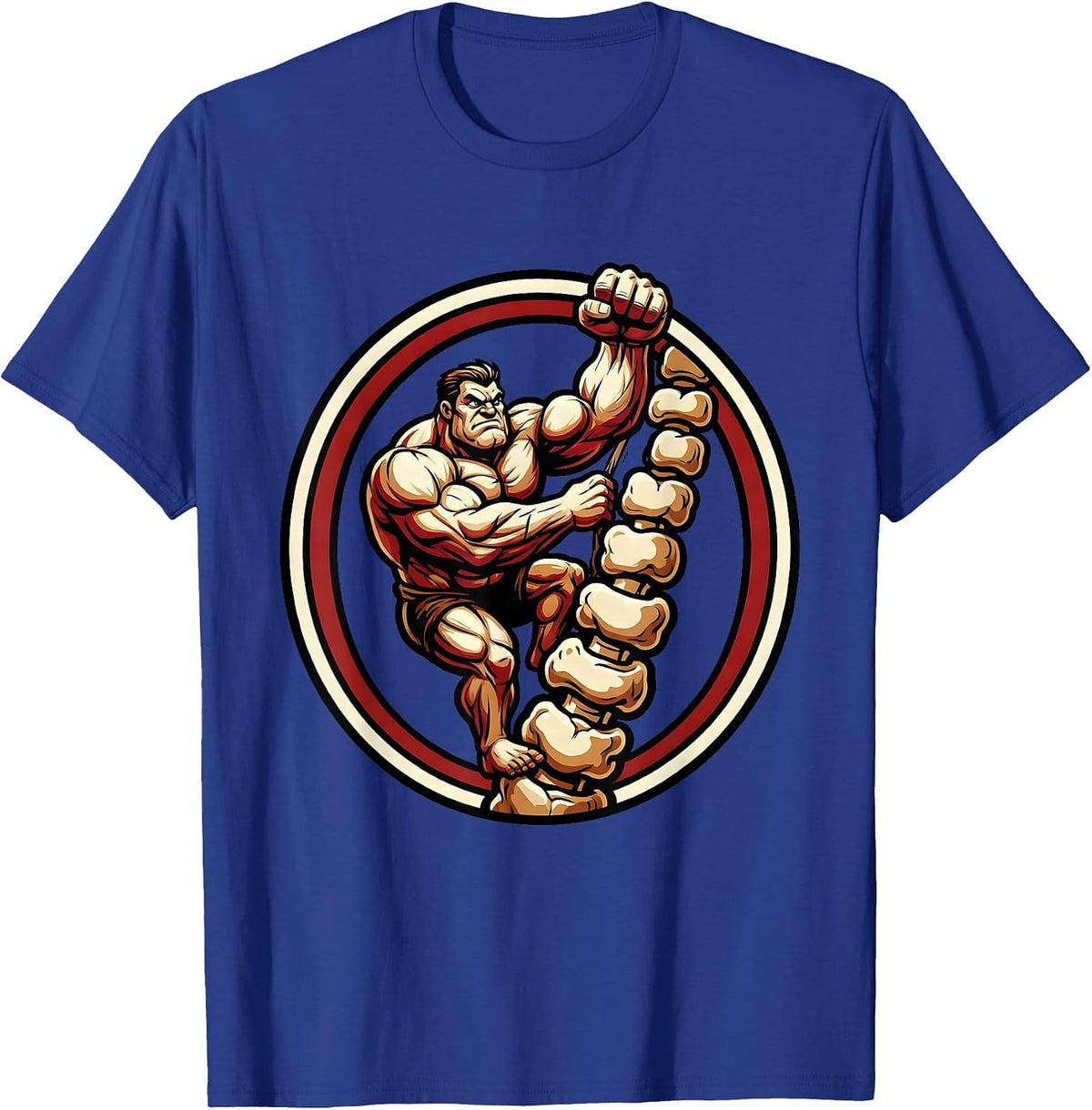 Men's Physical Therapy Vertebrae Ladder Climber Design T-Shirt - Royal Blue