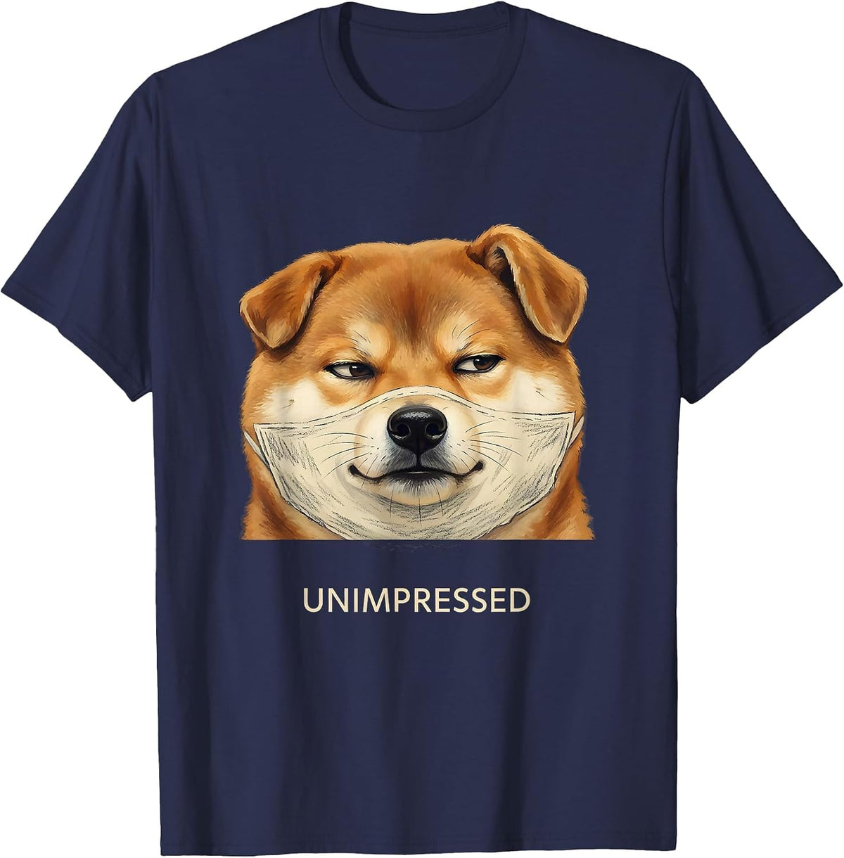 Men's Unimpressed Storybook Shiba Inu Doge Meme Humor T-Shirt - Navy Blue