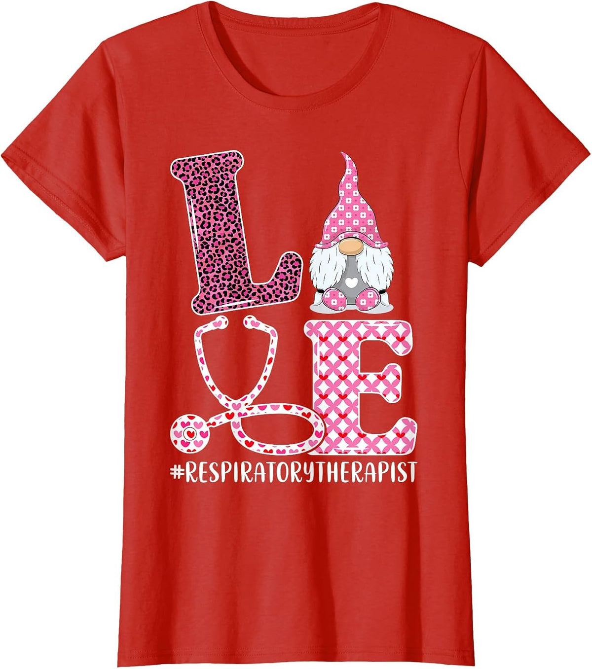 Love Respiratory Therapist - Gnome Respiratory Therapy RT T-Shirt - Red