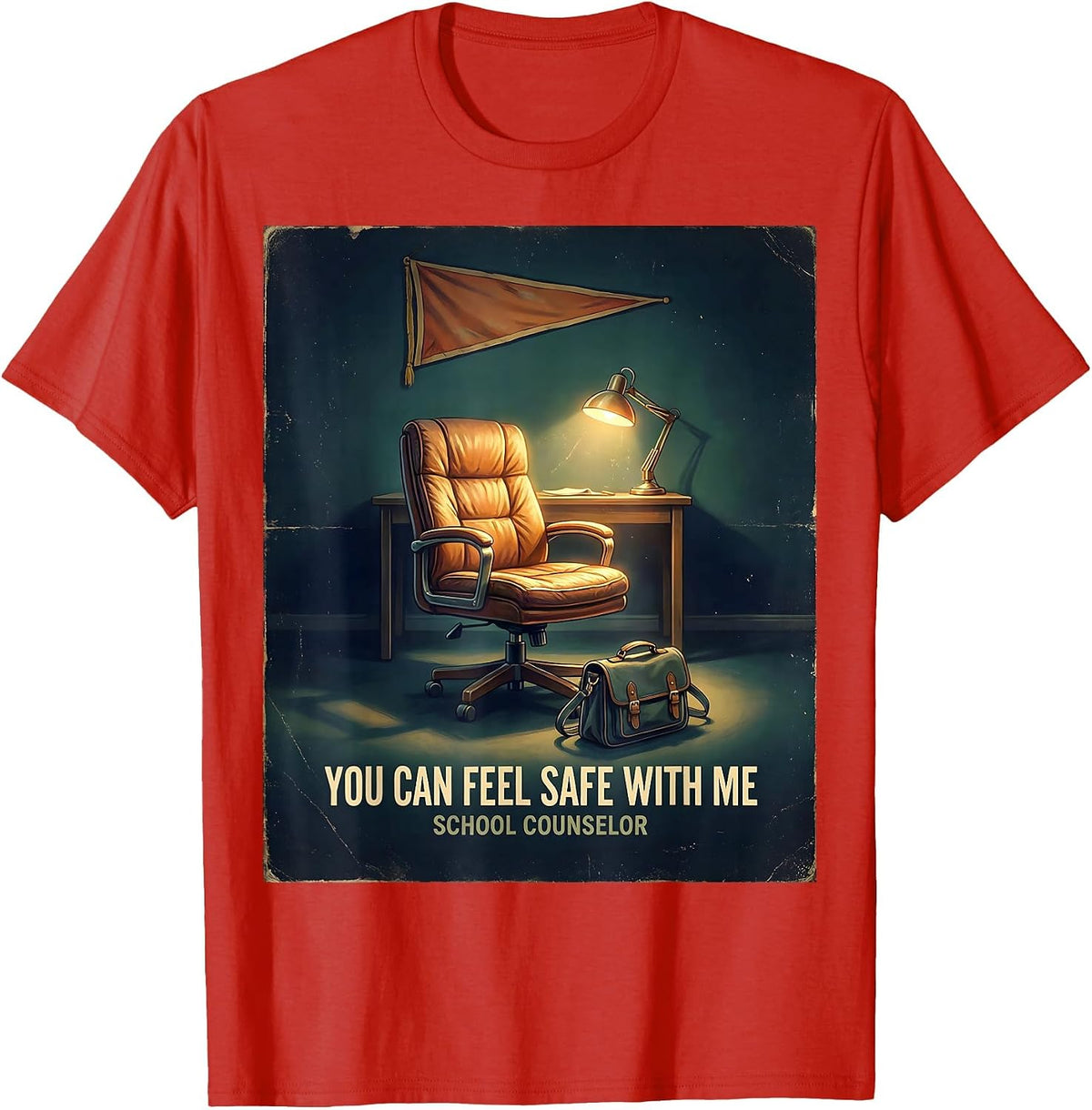Men's You Can Feel Safe With Me — School Counselor Appreciation T-Shirt - Red