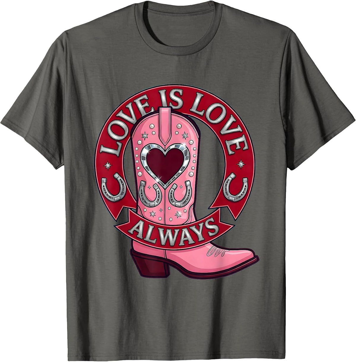 Men's Love Is Love Always Gay Pride Graphic Design T-Shirt - Asphalt Grey