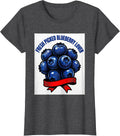 Women's Fresh Picked Blueberry Lover Red White Blue Design T-Shirt - Dark Heather Grey