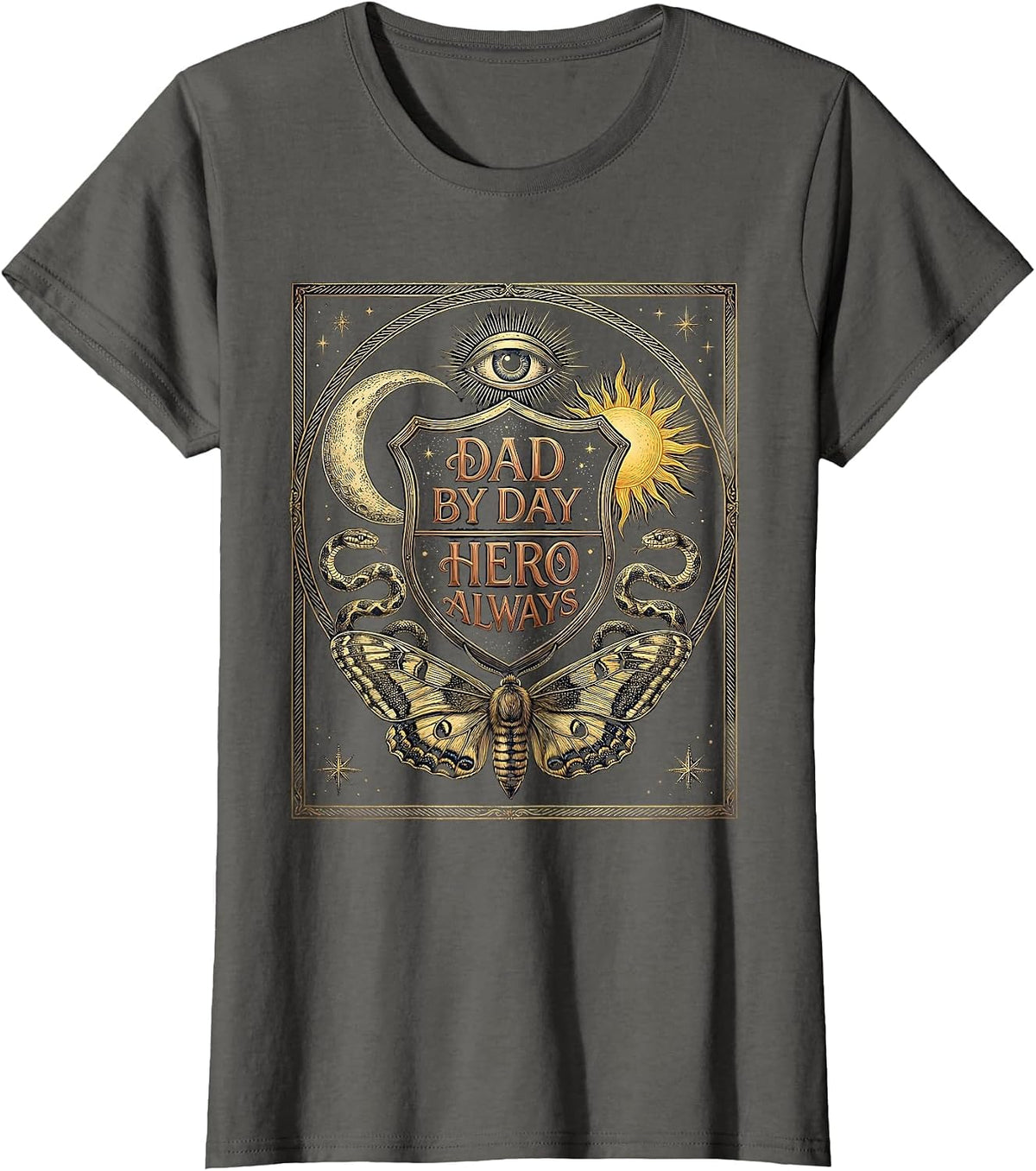 Women's Dad By Day Hero Always Graphic Design T-Shirt - Asphalt Grey