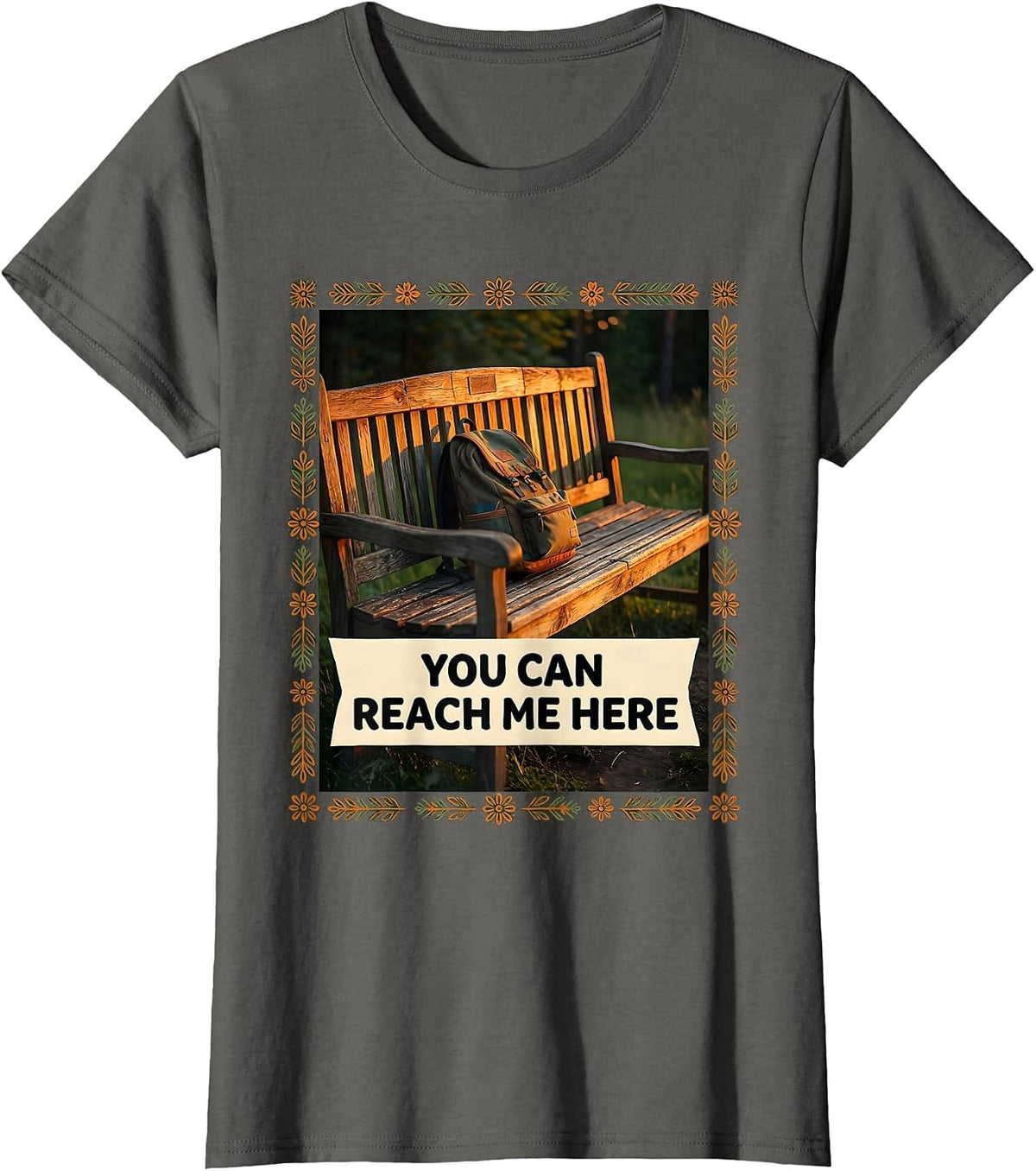 Women's You Can Reach Me Here Folk Art School Counselor Student T-Shirt - Asphalt Grey