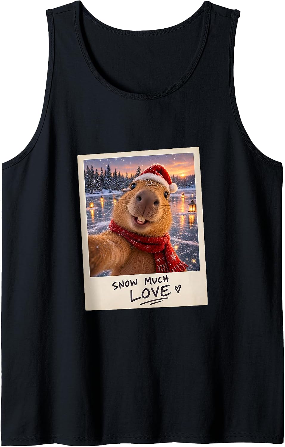Snow Much Love Capybara Christmas Sleeveless Tank Top - As Pictured