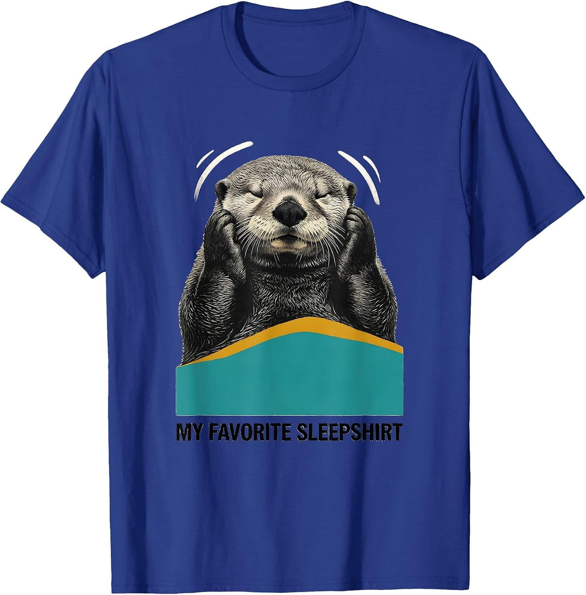 My Favorite Sleepshirt Cute Midcentury Modern Sea Otter T-Shirt - Royal Blue