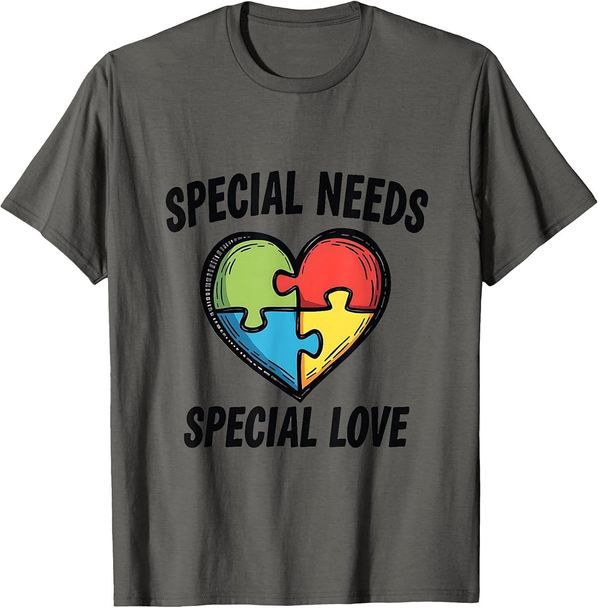 Special Needs Special Love Special Ed Teacher Design T-Shirt - Asphalt Grey