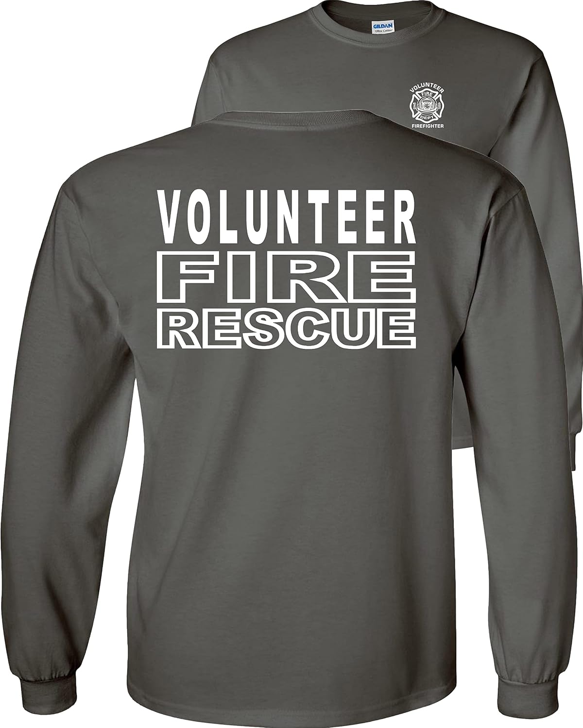 Volunteer Fire Rescue Long Sleeve Shirt Firefighter VFD - Charcoal