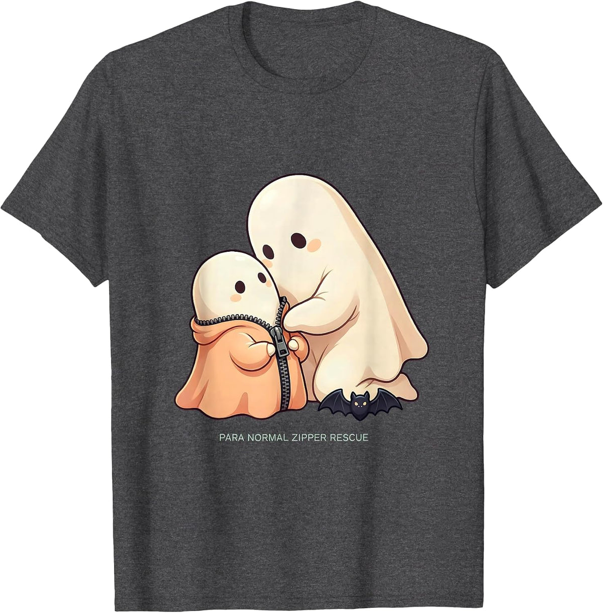Men's Para Normal Zipper Rescue Cute Kawaii Ghost SpEd Teacher T-Shirt - Dark Heather Grey