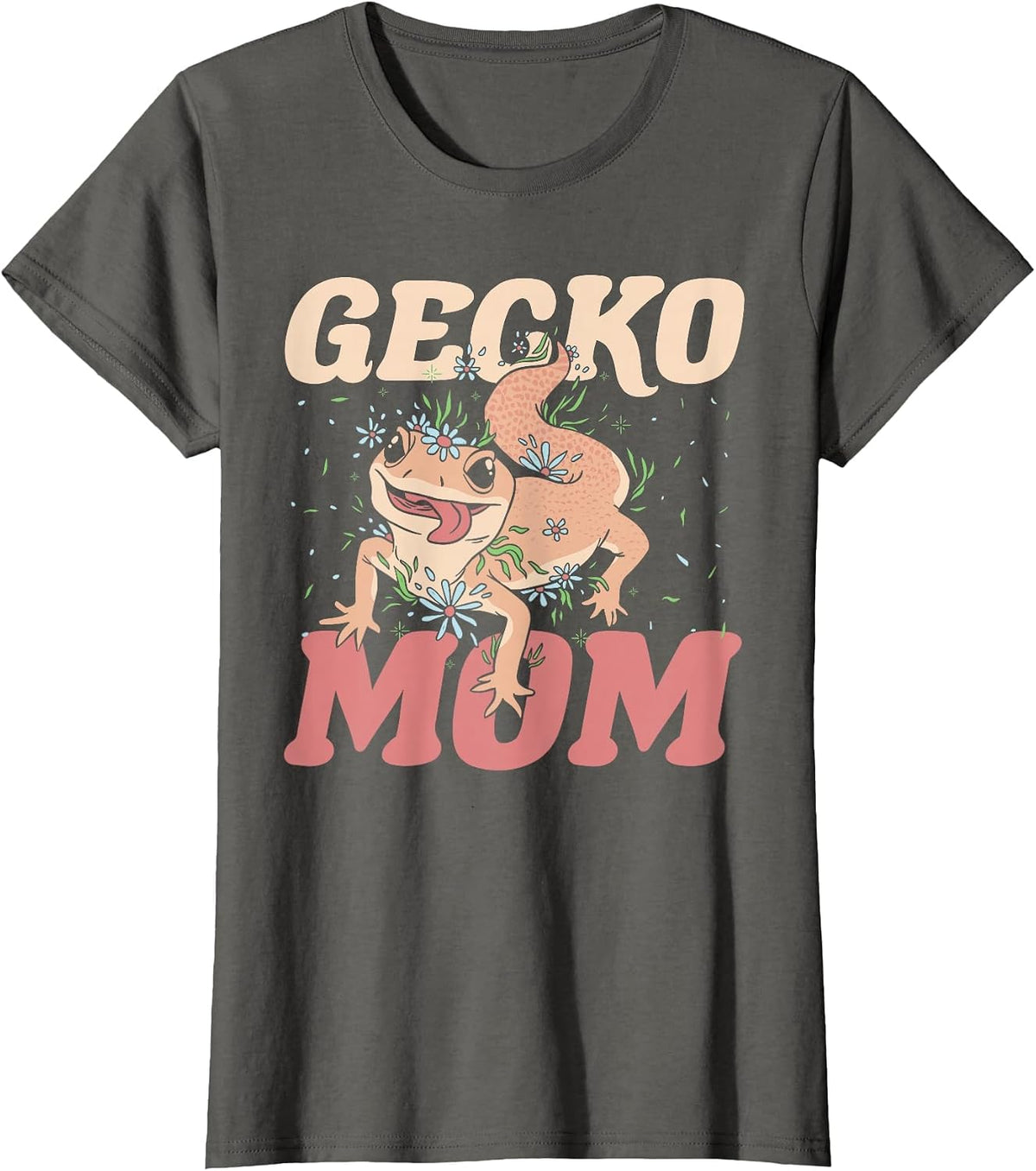 Gecko Mom - Lizard Clothing Women Crested Leopard Gecko T-Shirt - Asphalt Grey