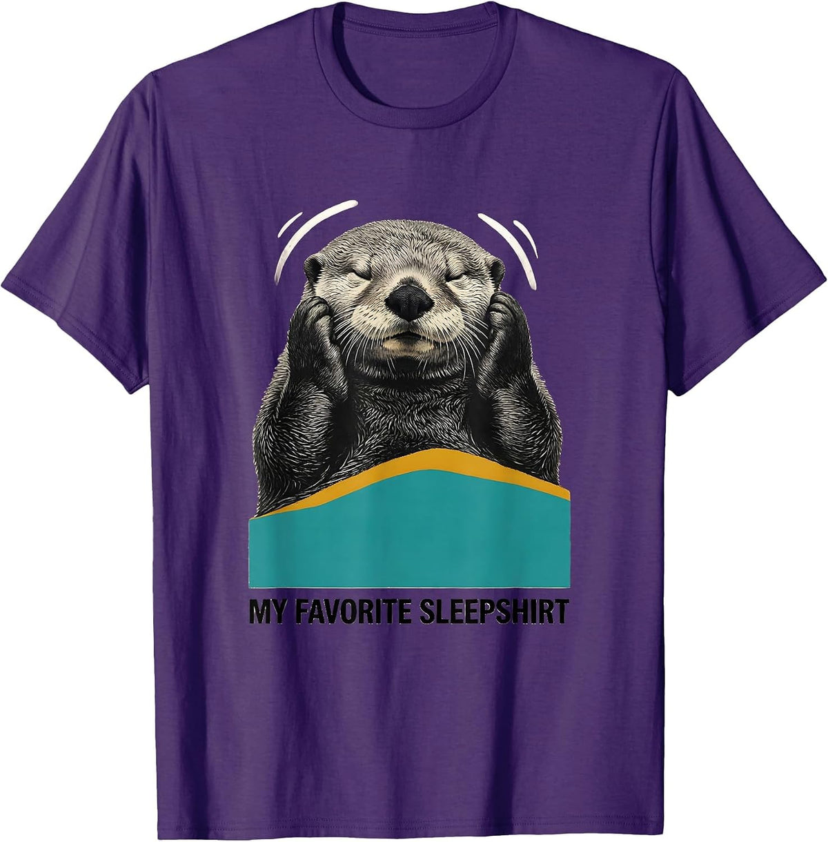 My Favorite Sleepshirt Cute Midcentury Modern Sea Otter T-Shirt - Purple