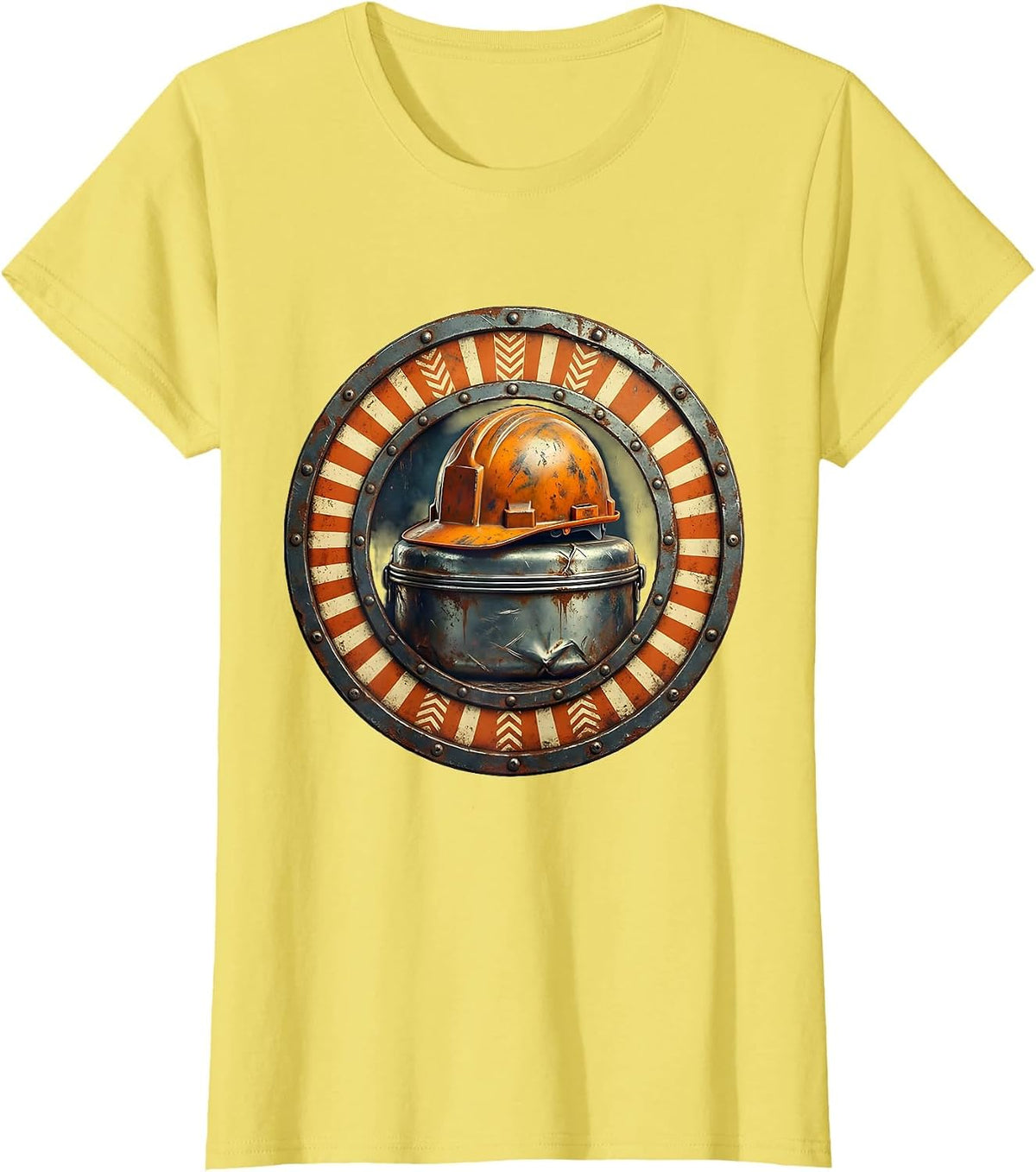 Hard Hat Lunch Pail Blue Collar Worker Graphic T-Shirt - Lemon Yellow