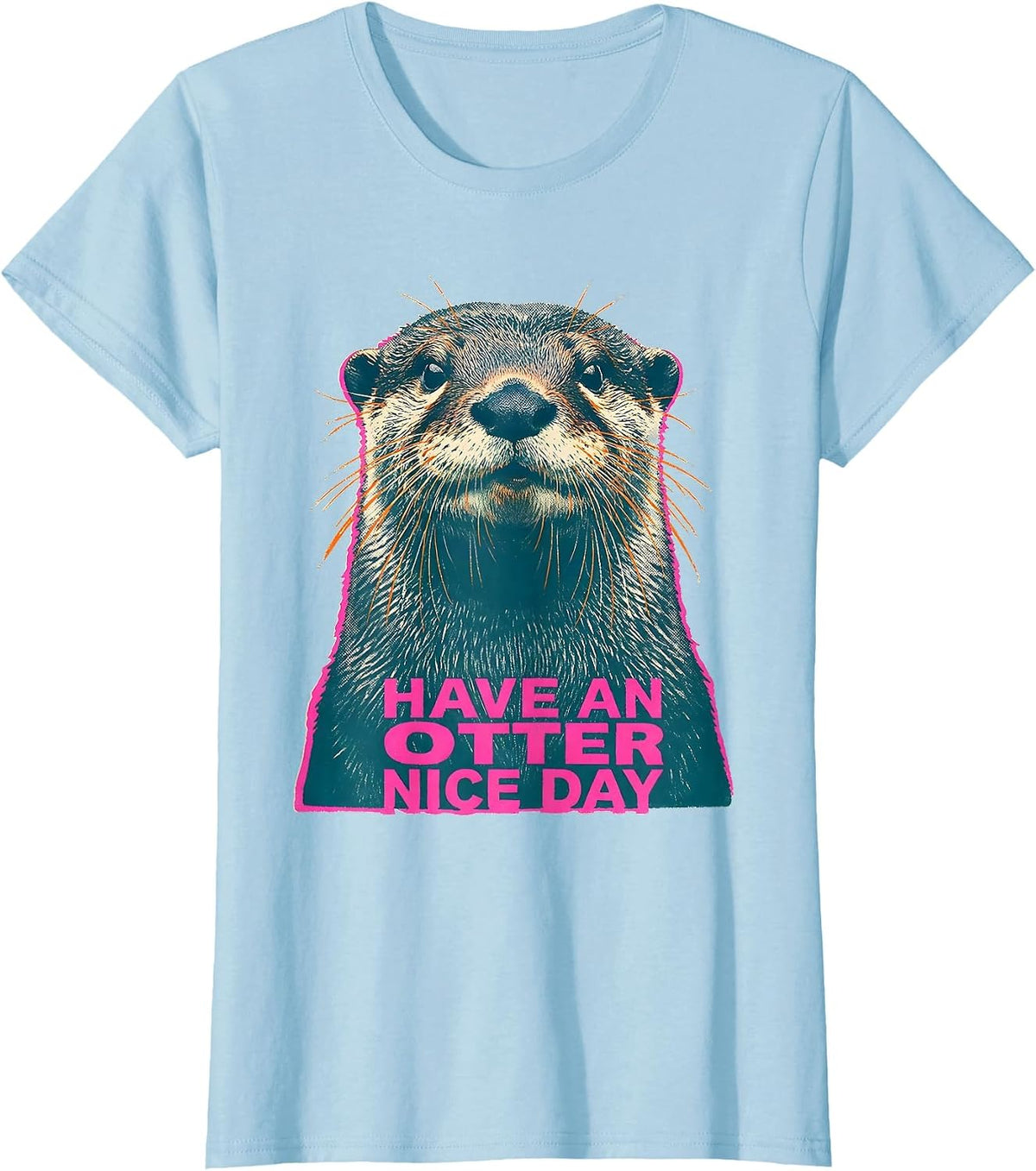 Have An Otter Nice Day Risograph Cute Otter Lover Humor T-Shirt - Baby Blue