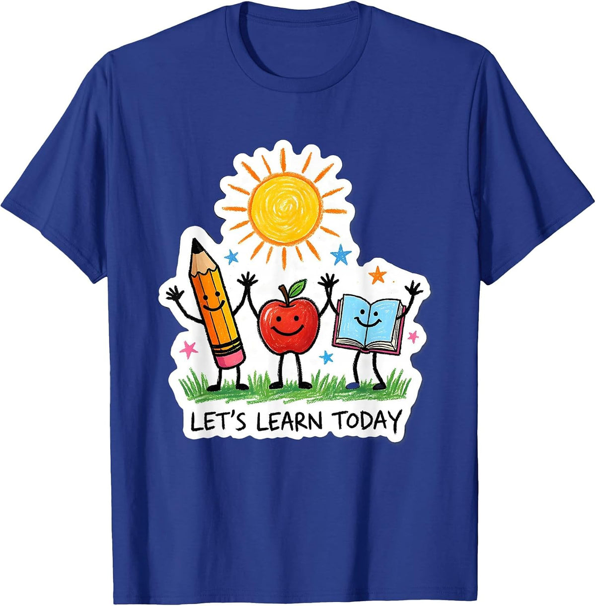 Let's Learn Today Naive Kidcore Teacher Back to School T-Shirt - Royal Blue