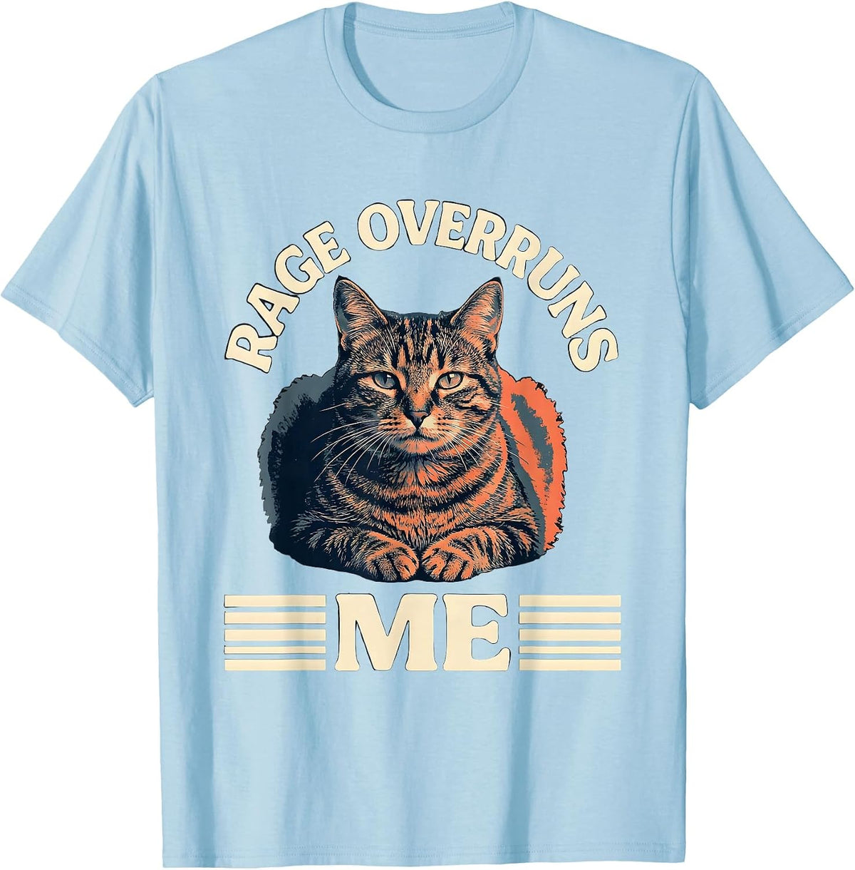 Men's Rage Overruns Me Funny Staring Cat Meme Sarcastic Gift T-Shirt - Baby Blue