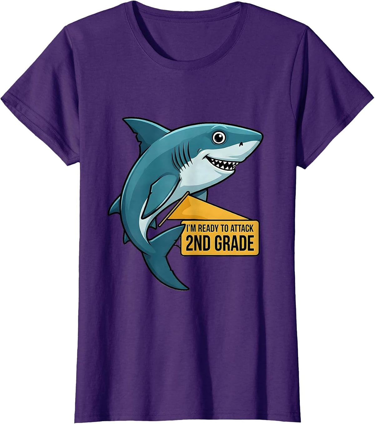 Women's I'm Ready To Attack 2nd Grade Funny Shark Back To School T-Shirt - Purple