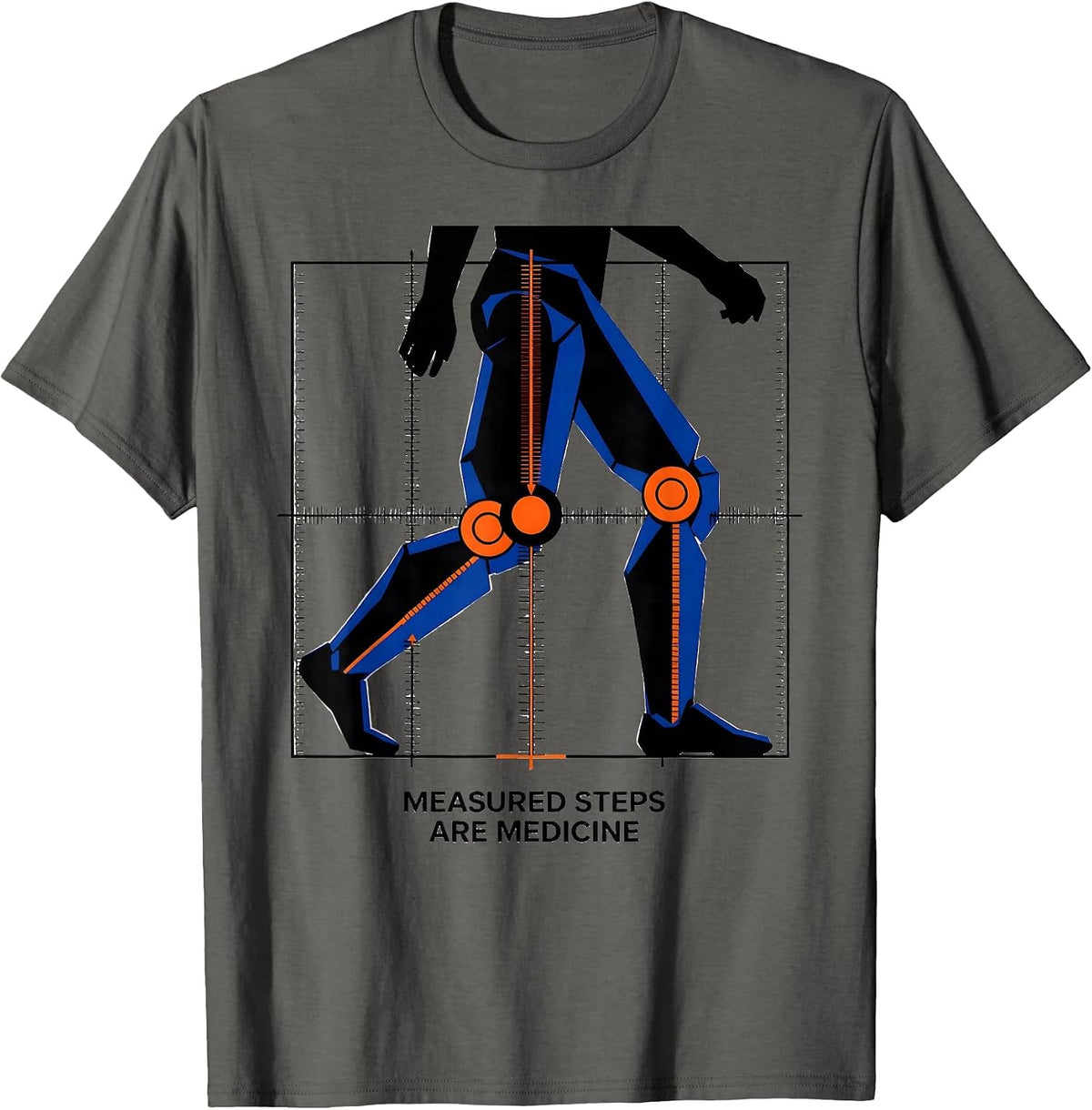 Measured Steps Are Medicine Geometric Physical Therapy PT T-Shirt - Asphalt Grey