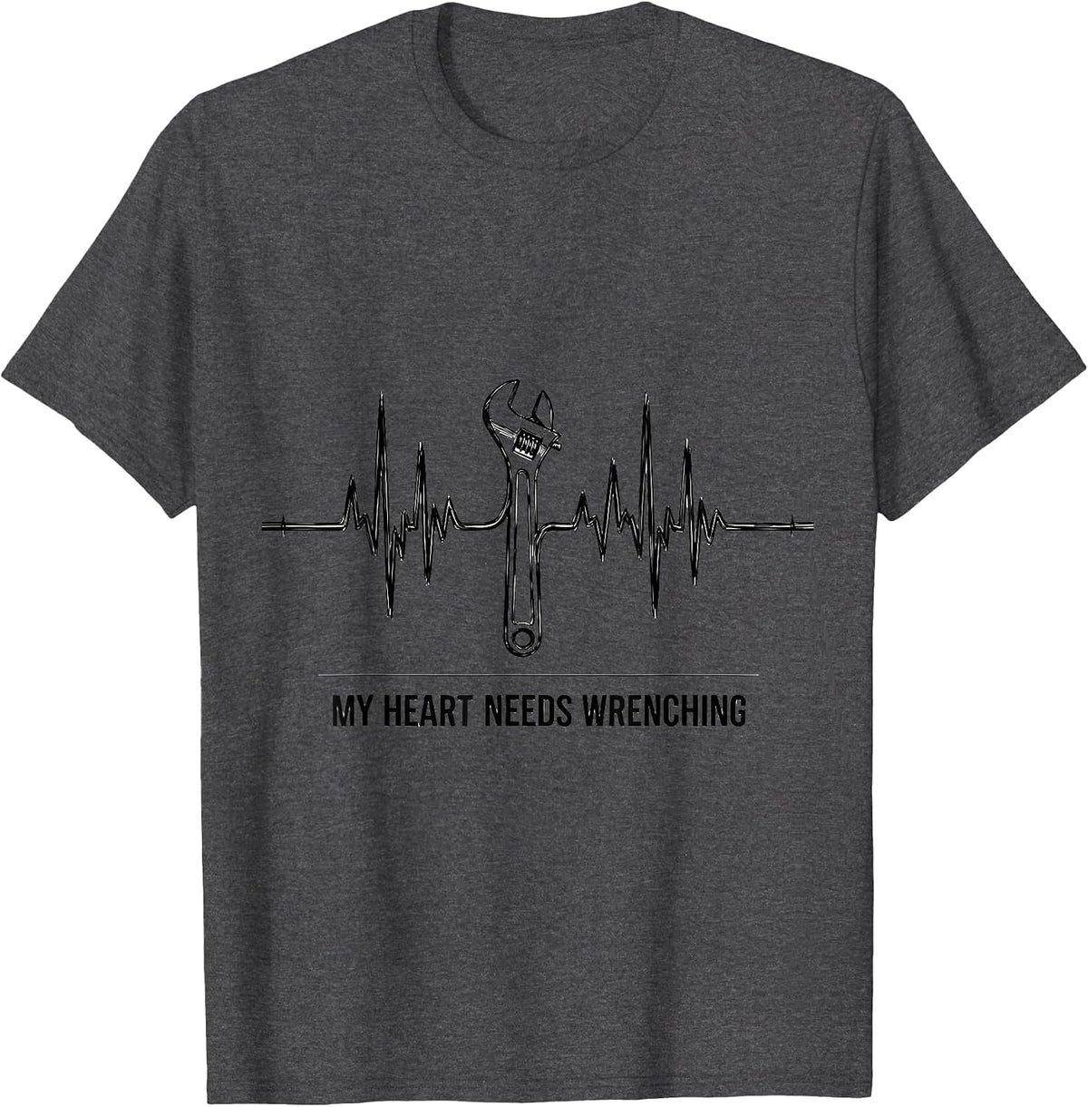 Men's My Heart Needs Wrenching Funny Car Guy Auto Mechanic T-Shirt - Dark Heather Grey