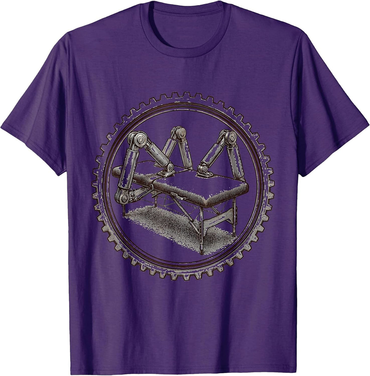 Physical Therapy Table Mechanical Arms Illustration T-Shirt - Purple