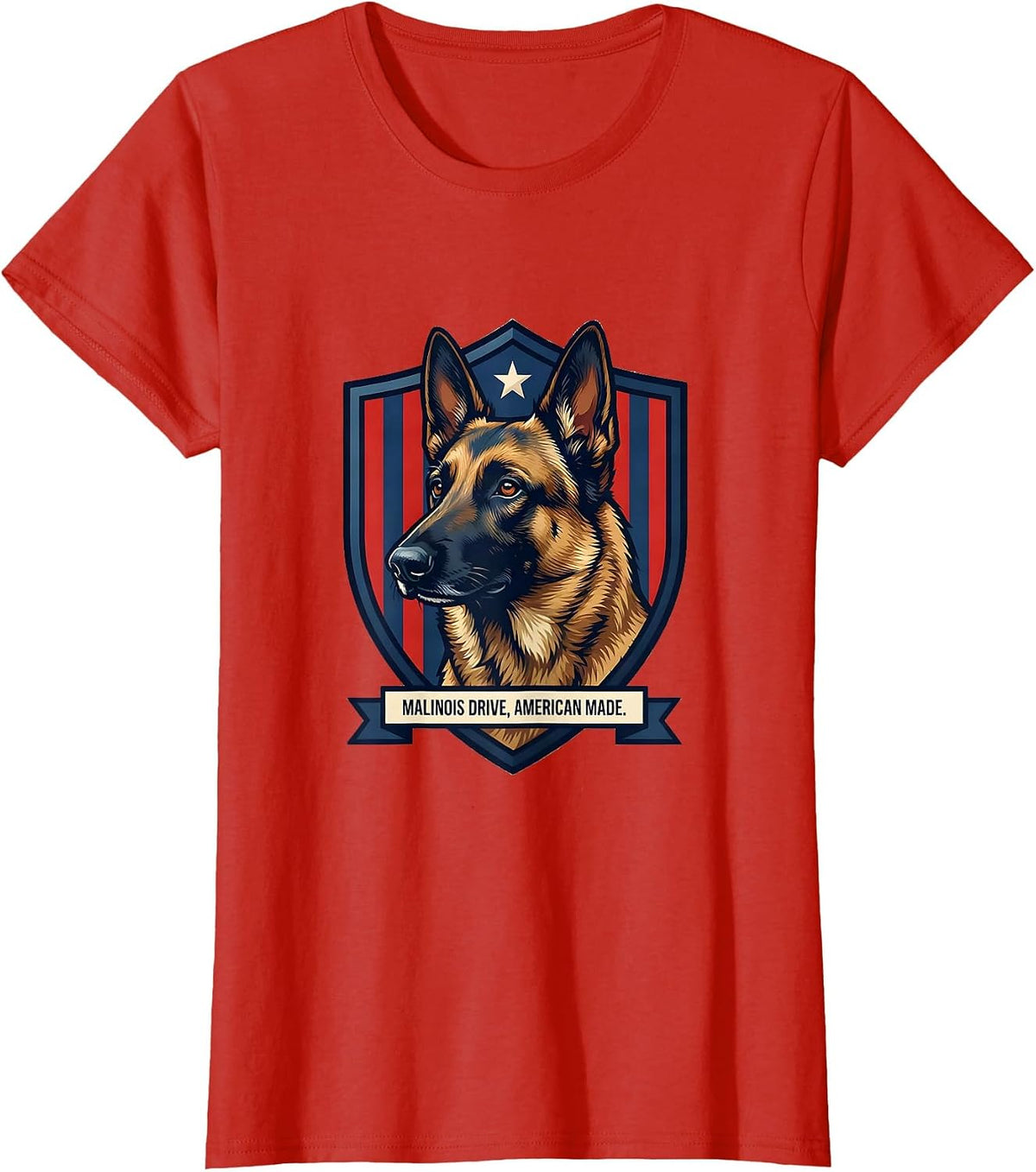 Malinois Drive, American Made Belgian Malinois Dog Breed T-Shirt - Red