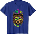 Bear Animal Lover Cute Mardi Gras Carnival Jester T-Shirt, Youth, Royal Blue, Small - As Pictured