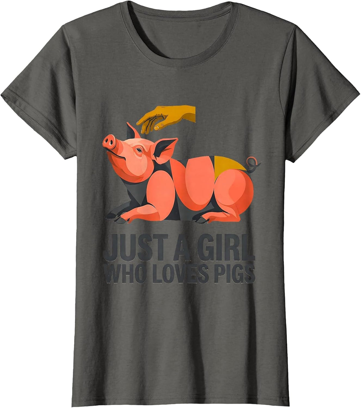 Women's Just A Girl Who Loves Pigs Funny Pig Farm Animal Lover Humor T-Shirt - Asphalt Grey