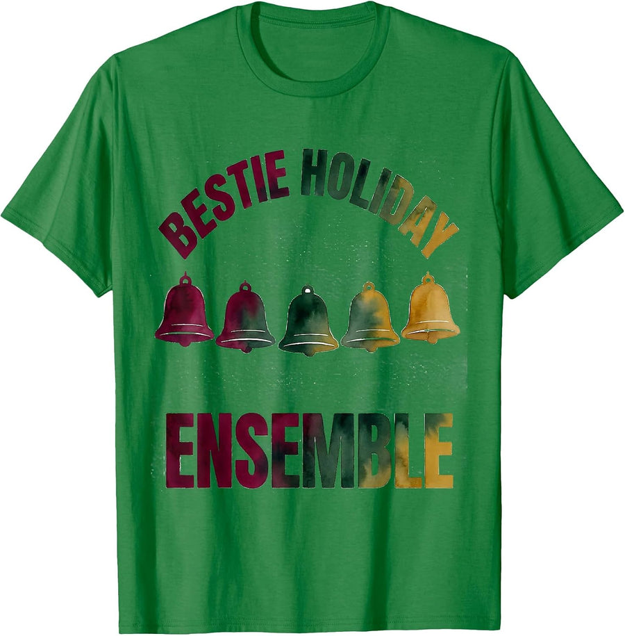 Men's BESTIE HOLIDAY ENSEMBLE Funny Best Friend Matching Christmas T-Shirt - Kelly Green