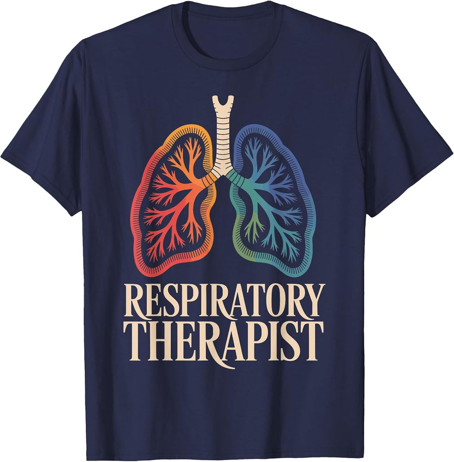 Respiratory Therapist RT Respiratory Therapy T-Shirt - Navy Blue