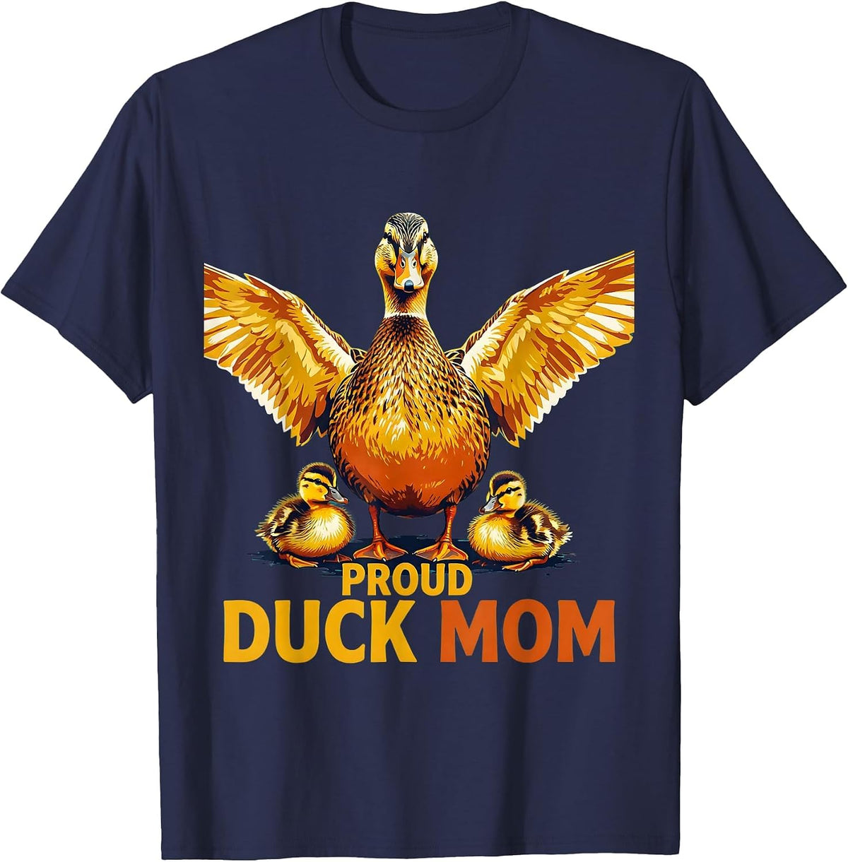 Proud Duck Mom Cute Duck Lover Design T-Shirt - Navy Blue