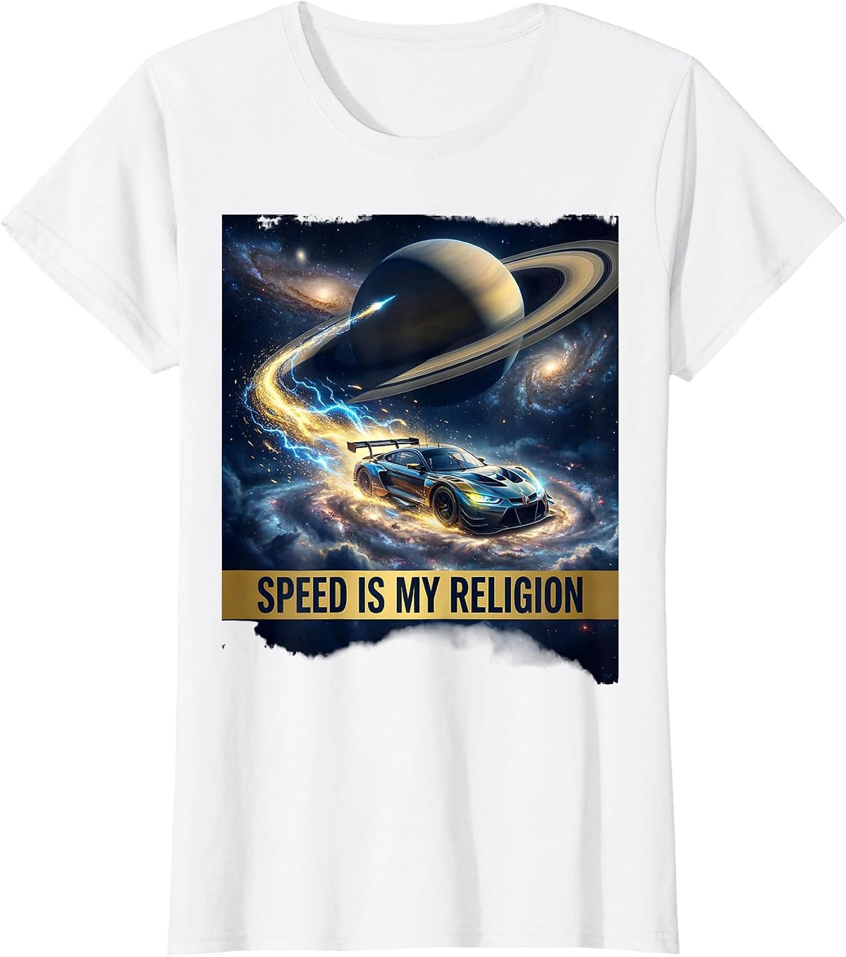 Women's Speed Is My Religion Racing Graphic Design T-Shirt - White