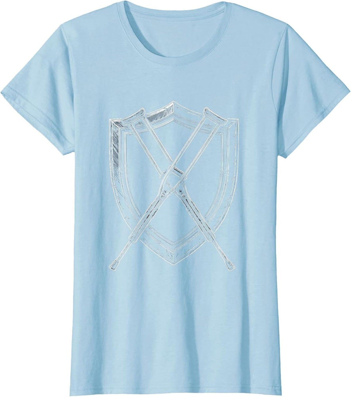 Women's Physical Therapy Crutches Shield Graphic T-Shirt - Baby Blue