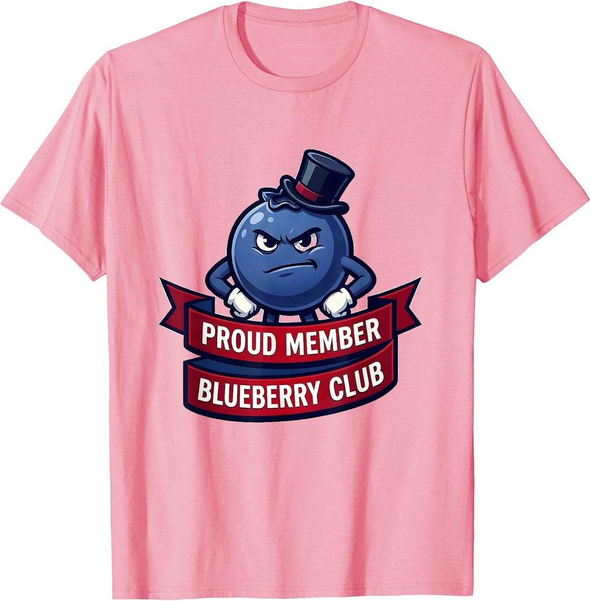 Men's Proud Member Blueberry Club Red White and Blue Design T-Shirt - Pink