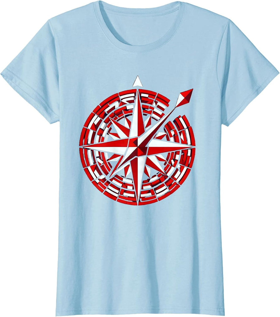 Women's Dyslexia Awareness Compass Maze Illustration T-Shirt - Baby Blue
