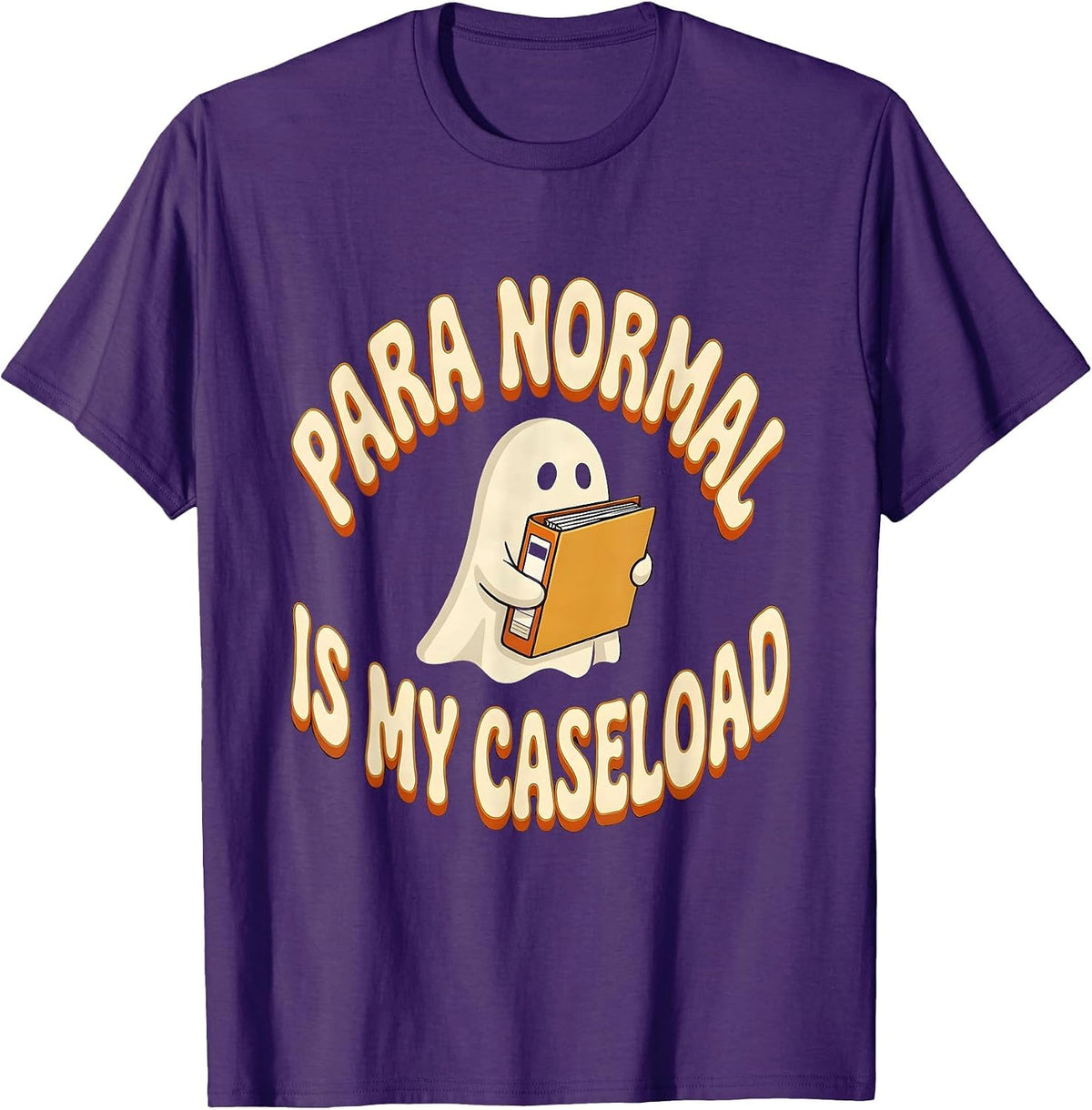 Men's Para Normal Is My Caseload Retro Ghost Halloween Para Aide T-Shirt - Purple