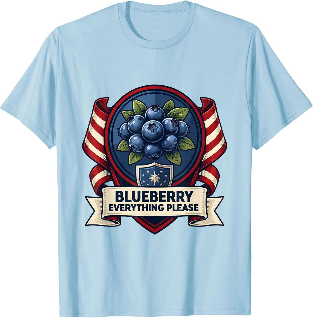 Men's Blueberry Everything Please Red White and Blue Design T-Shirt - Baby Blue