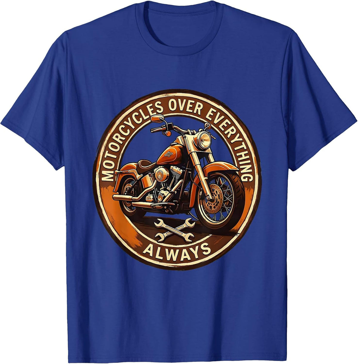Men's Motorcycles Over Everything Always Biker Design T-Shirt - Royal Blue