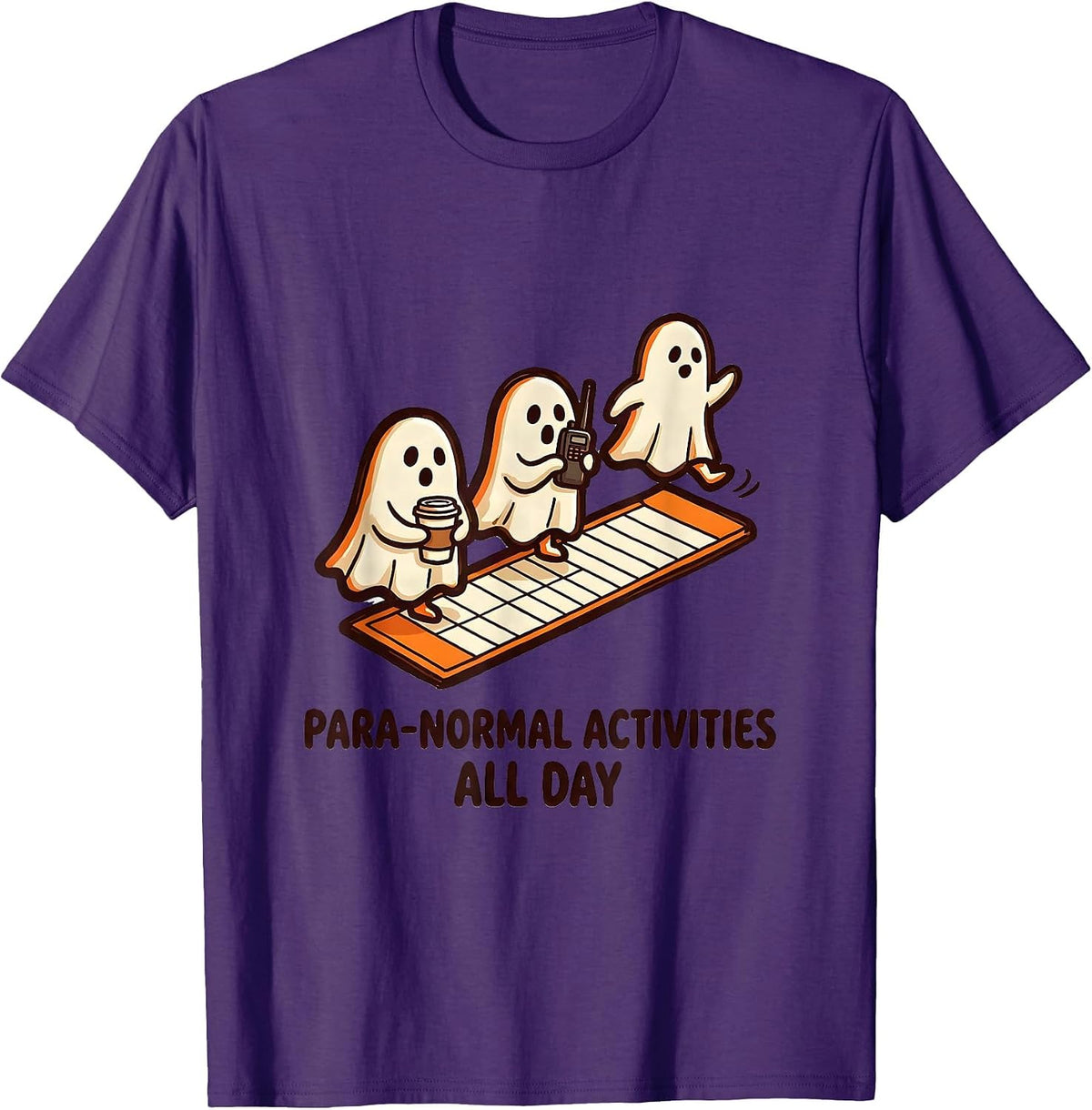 Men's Para-Normal Activities, All Day Cute Ghost SpEd Teacher T-Shirt - Purple