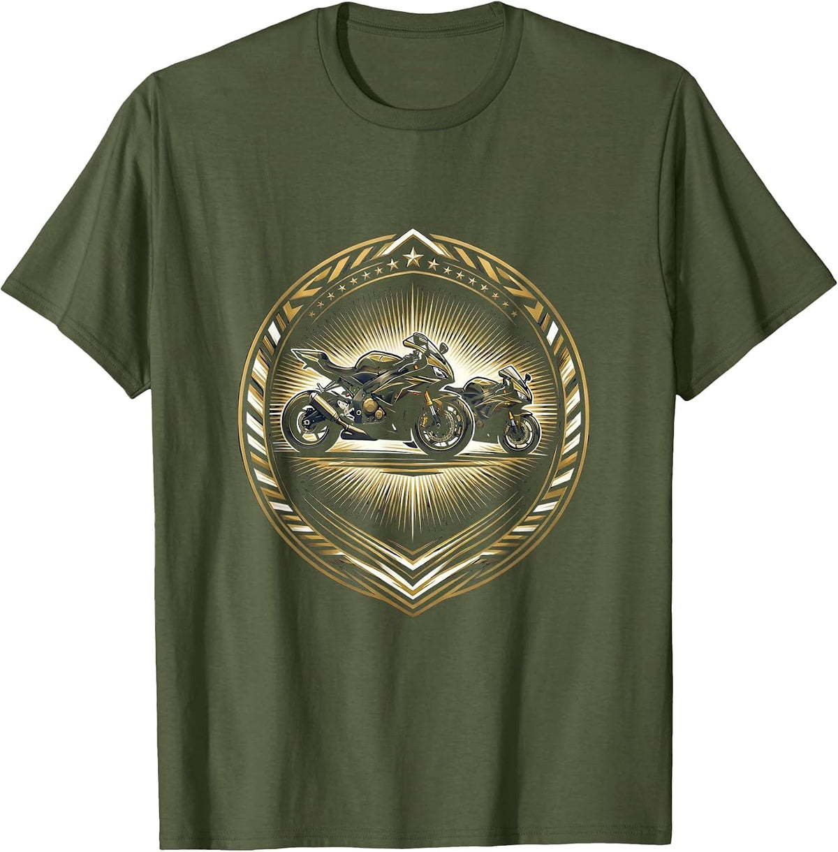 Dad and Son Matching Motorcycles Riding Duo T-Shirt - Olive Green