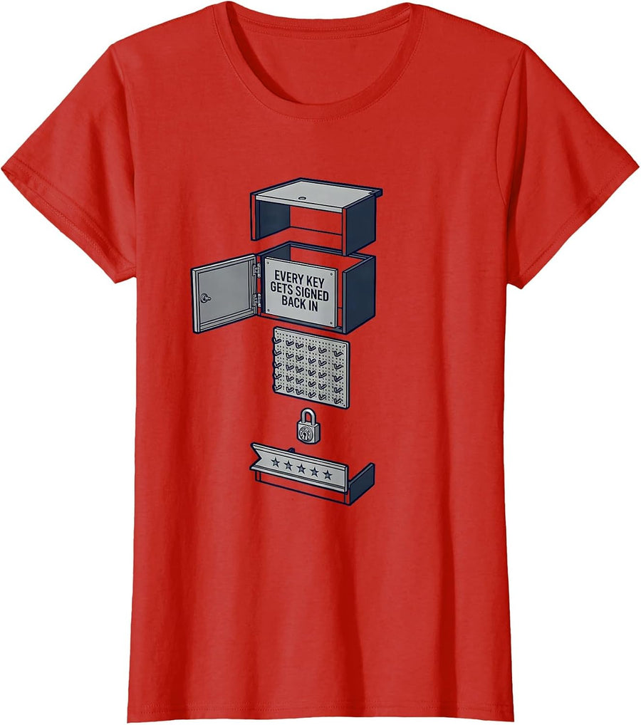 Women's Every Key Gets Signed Back In Funny First Responder T-Shirt - Red